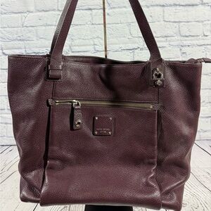 Henri Bendel Large Burgundy Leather Tote Shoulder Bag Purse